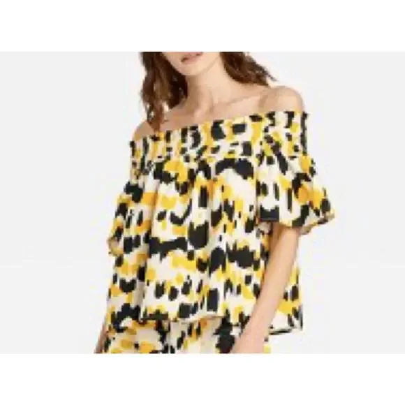 Who What Wear Linen Blend Crop Top Sz XL Off-The-Shoulder Flowy Boho - Picture 9 of 9